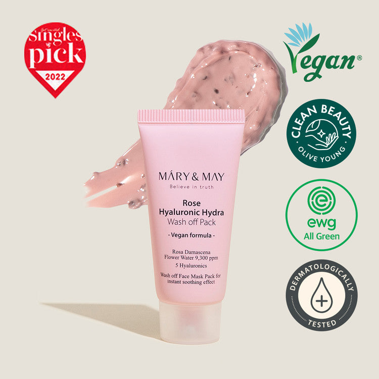 MARY & MAY | Rose Hyaluronic Hydra Wash Off Mask Pack
