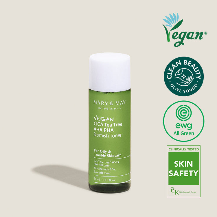 MARY & MAY | MINI Vegan Cica Teatree AHA PHA Blemish Toner
