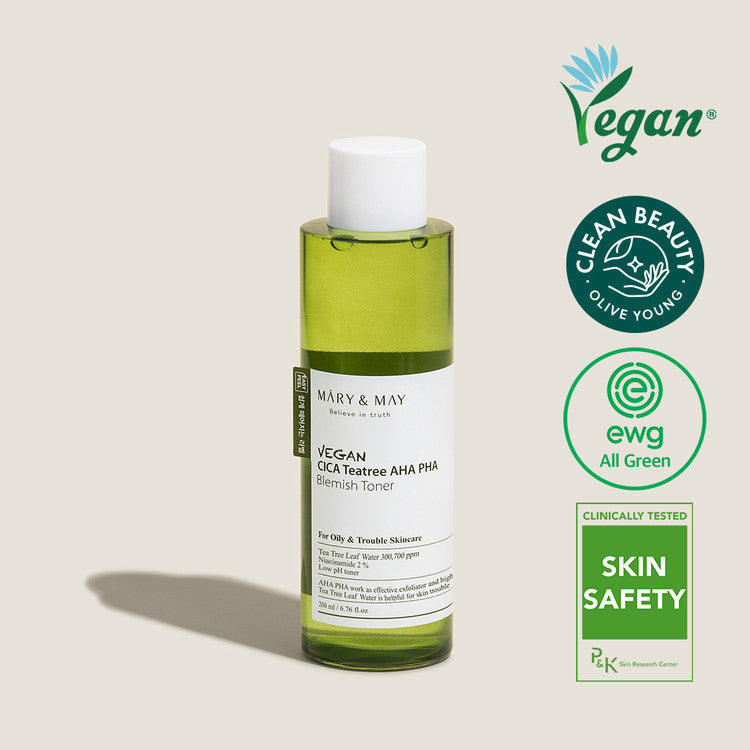 MARY & MAY | Vegan Cica Teatree AHA PHA Blemish Toner