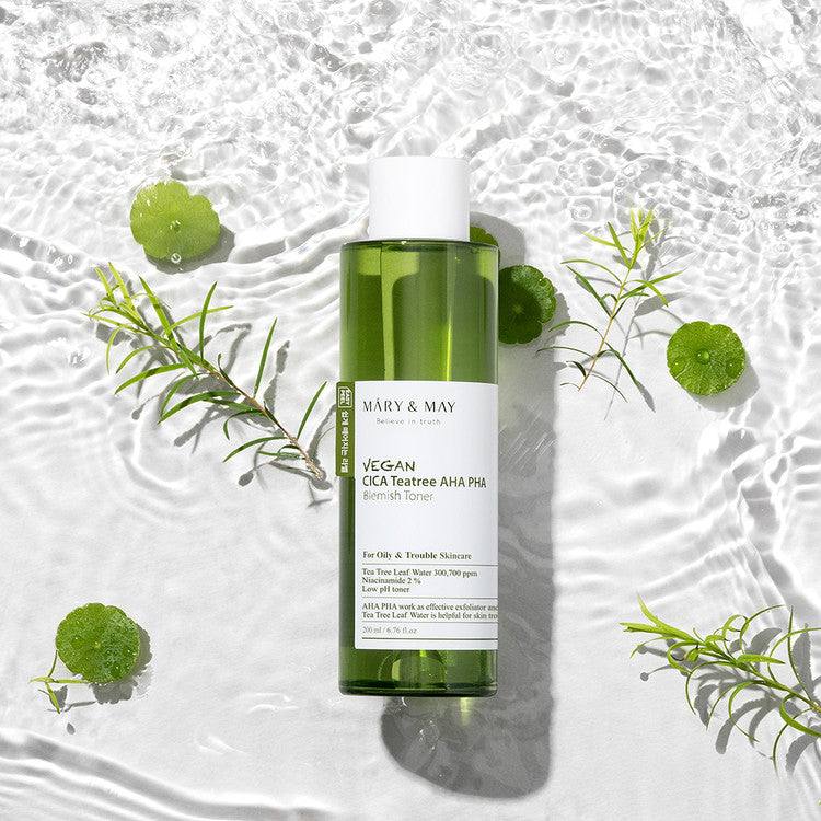 MARY &amp; MAY | MINI Vegan Cica Teatree AHA PHA Blemish Toner